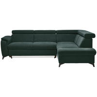 Ecksofa inkl. Funktionen in Chenille Petrol, Dunkelgrün  - Dunkelgrün/Petrol, Design, Textil/Metall (260/203cm) - Stylife