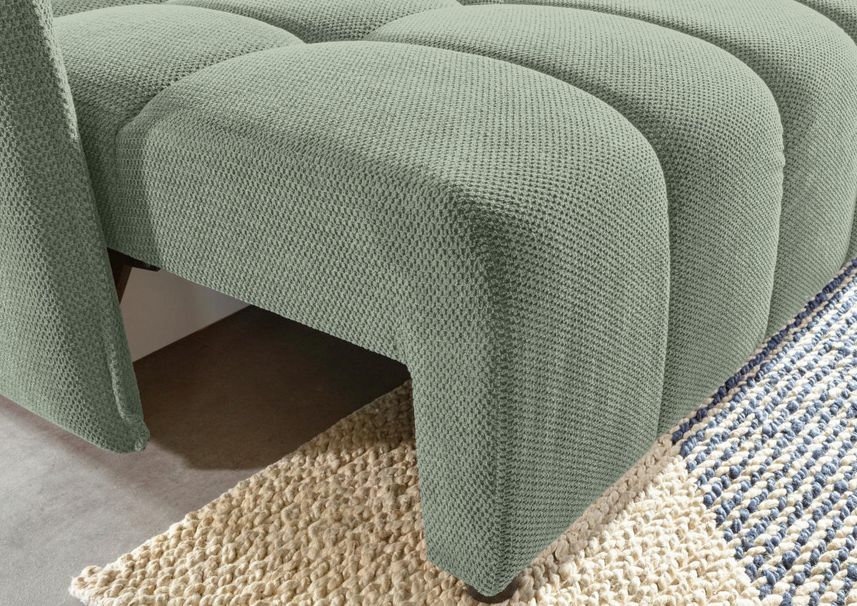SCHLAFSOFA Plüsch Salbeigrün  inkl. Zierkissen, Rückenkissen, Bettkasten, Schlaffunktion, Rücken echt, Liegefläche im Originalstoff  - Salbeigrün/Schwarz, KONVENTIONELL, Kunststoff/Textil (200/73/105cm) - Carryhome