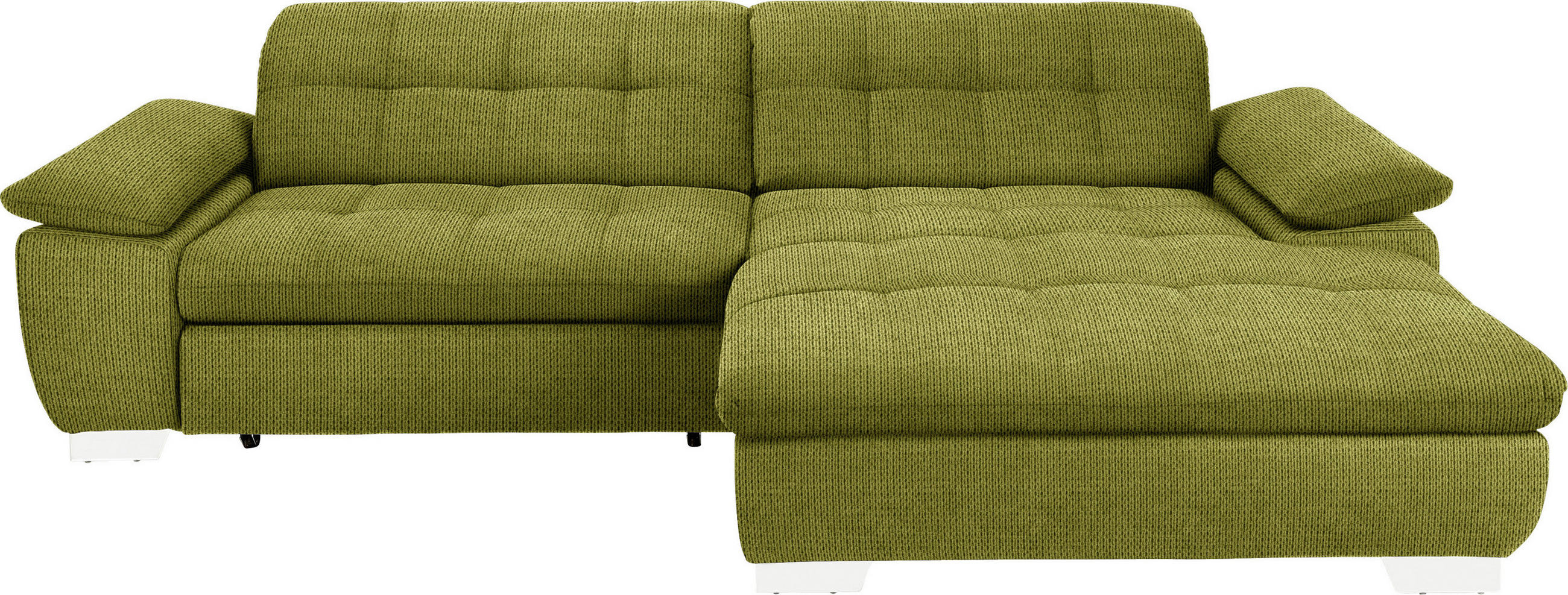 ECKSOFA in Mikrofaser Hellgrün  265/180 cm  - Chromfarben/Hellgrün, Design, Textil/Metall (265/180cm) - Carryhome