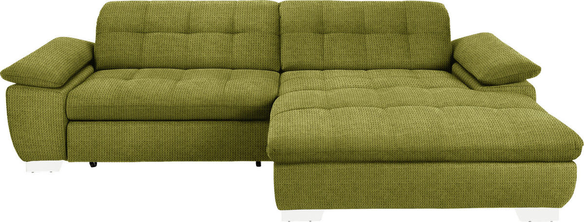 ECKSOFA in Mikrofaser Hellgrün  265/180 cm  - Chromfarben/Hellgrün, Design, Textil/Metall (265/180cm) - Carryhome