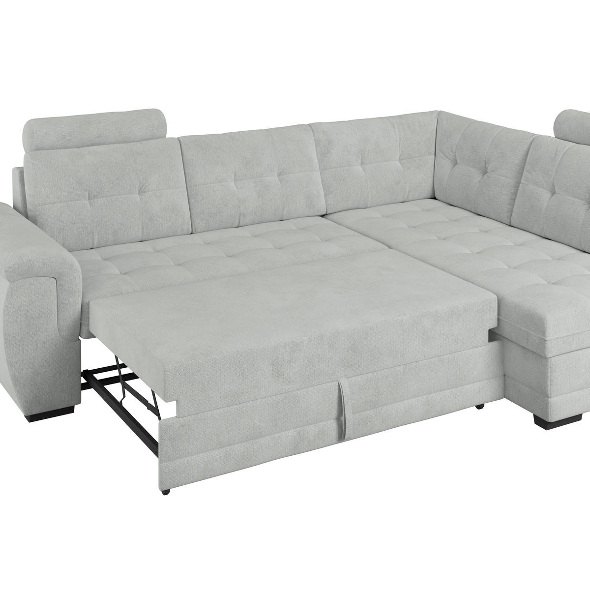 ECKSOFA  Mikrofaser, Struktur Grauweiss  - Schwarz/Grauweiss, Konventionell, Kunststoff/Textil (251/183cm) - MID.YOU