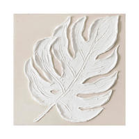 ÖLGEMÄLDE Blätter 30/30 cm  - Weiß, Natur, Holz/Kunststoff (30/30cm) - Monee