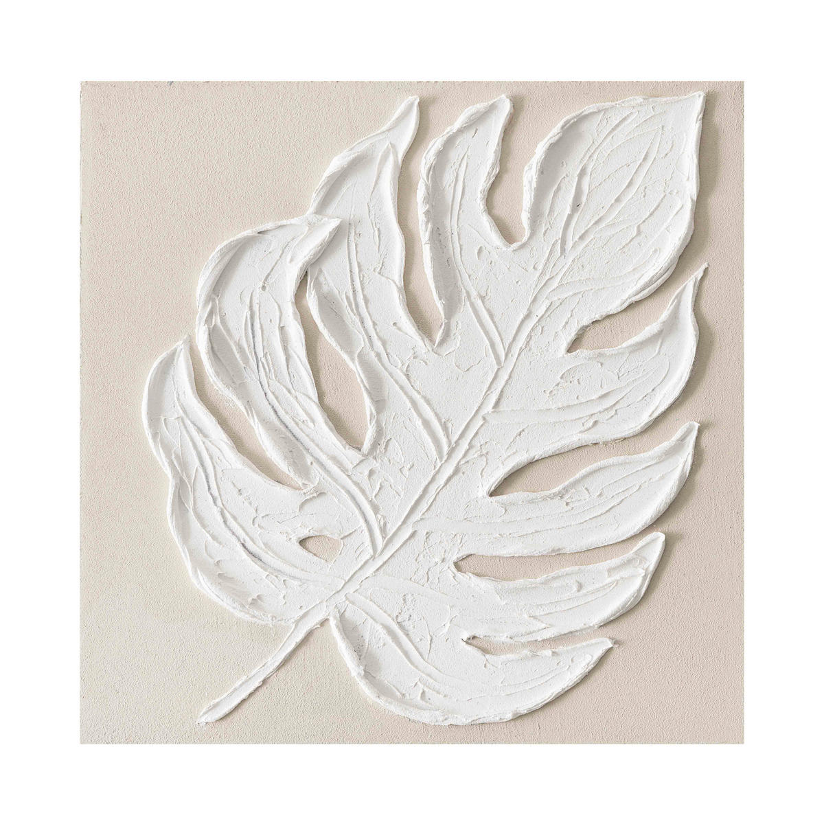 ÖLGEMÄLDE Blätter 30/30 cm  - Weiß, Natur, Holz/Kunststoff (30/30cm) - Monee