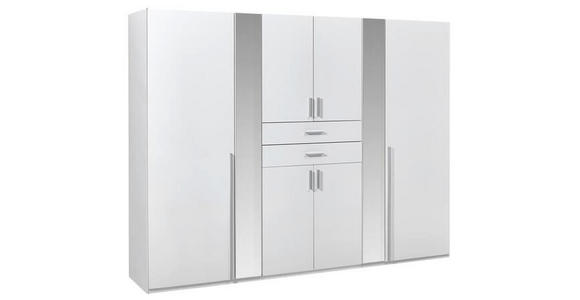 KLEIDERSCHRANK 270/208/58 cm 8-türig  - Alufarben/Weiß, KONVENTIONELL, Glas/Holzwerkstoff (270/208/58cm) - Carryhome