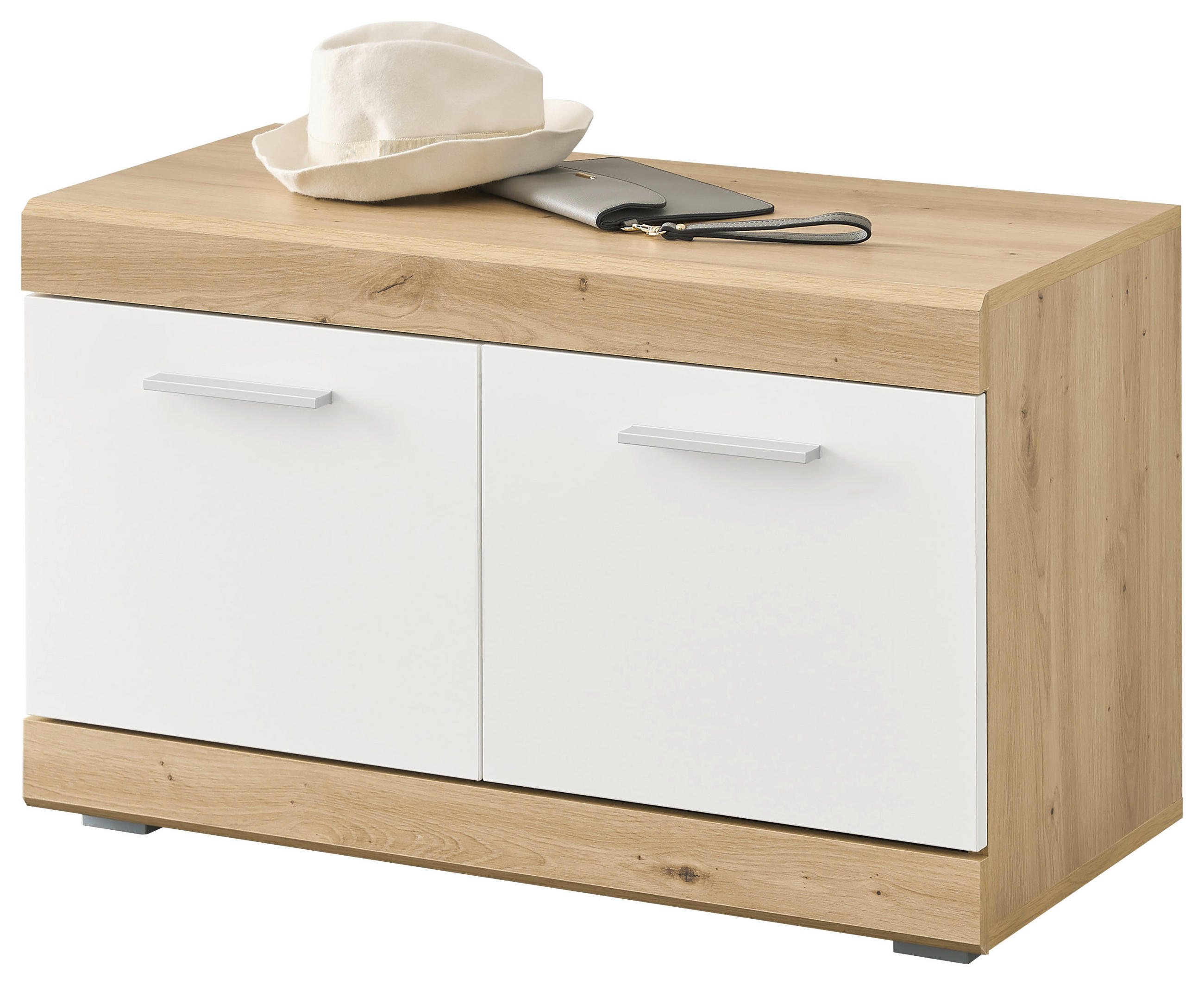 BANCĂ PENTRU HOL 80/49/38 cm  - argintiu/stejar Artisan, Design, plastic/material pe bază de lemn (80/49/38cm) - MID.YOU