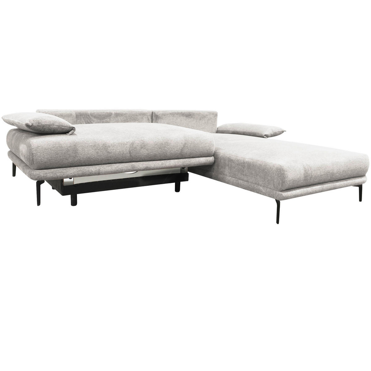 ECKSOFA in Webstoff Weiß  260/192 cm  - Schwarz/Weiß, Design, Textil/Metall (260/192cm) - MID.YOU