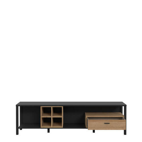 TV KOMODA crna, boja hrasta  - boja hrasta/crna, Dizajnerski, metal/pločasti materijal (181,3/49,9/40,2cm) - Cantus