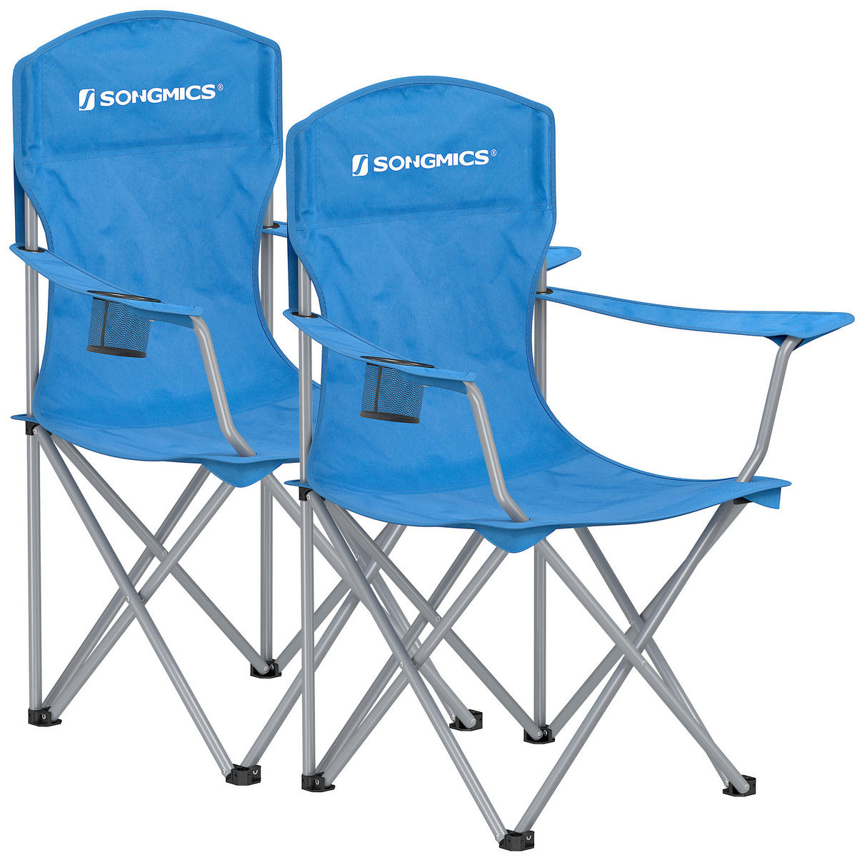 CAMPINGSESSEL-SET in  - Blau/Silberfarben, Basics, Textil/Metall (86/97/54cm) - Modante