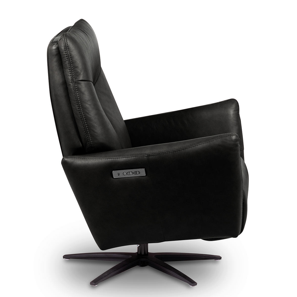 RELAXSESSEL Leder Schwarz  - Schwarz, Design, Leder/Metall (76/107/88cm) - Livetastic