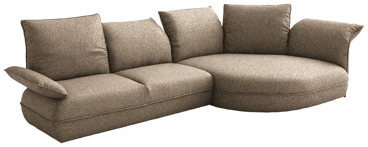 ECKSOFA Chenille Beigebraun  - Beigebraun/Schwarz, Design, Kunststoff/Textil (343/154cm) - Koinor