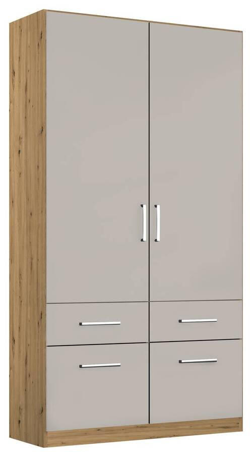 DREHTÜRENSCHRANK 91/197/54 cm 2-türig Hellgrau, Eiche Artisan  - Chromfarben/Hellgrau, MODERN, Holzwerkstoff/Kunststoff (91/197/54cm) - Rauch Möbel