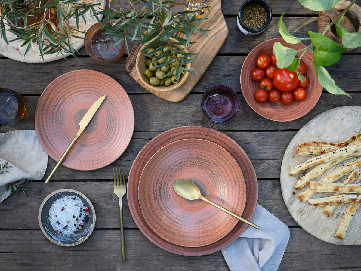 TAFELSERVICE Braun, Terracotta Neapel Sand 16-teilig  - Terracotta/Braun, Basics, Keramik - Creatable