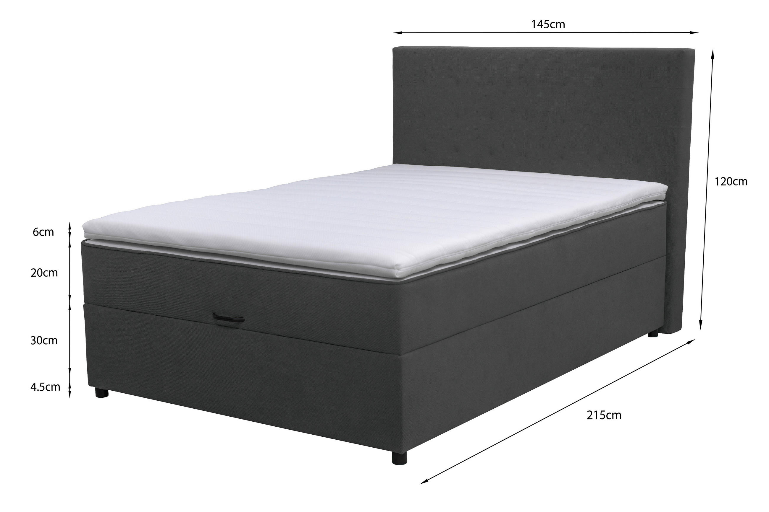 BOXBETT 180/200 cm  in Schwarz  - Schwarz, Konventionell, Kunststoff/Textil (180/200cm) - Moderano