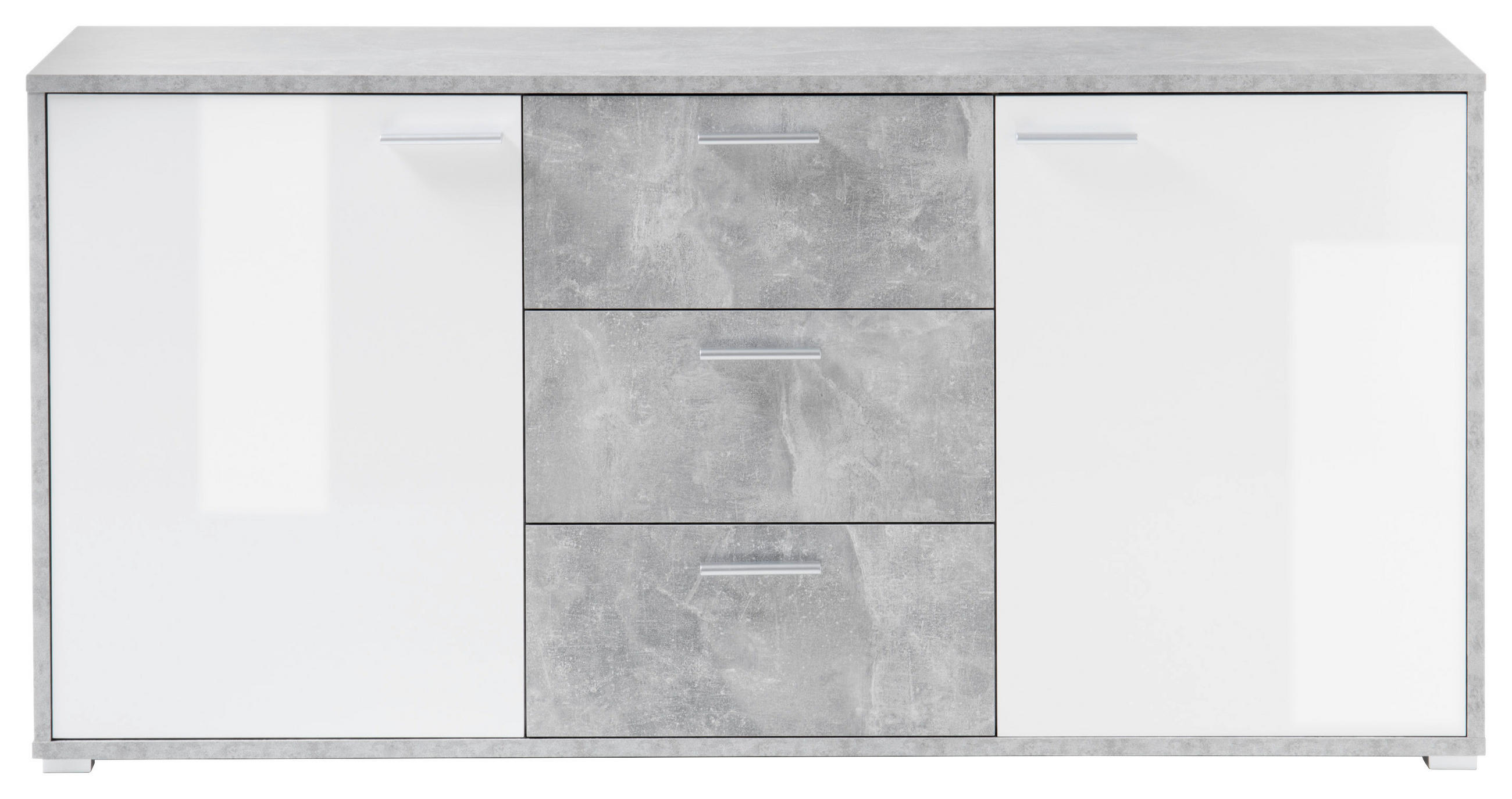 ŠIROKÁ KOMODA, šedá, bílá, 180/87/37 cm - šedá/bílá, Basics, kompozitní dřevo/plast (180/87/37cm)