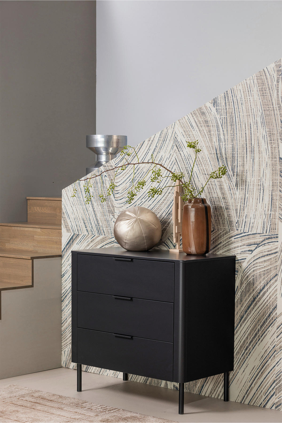 KOMMODE Gunnar  in 94/93/52 cm  - Schwarz, Design, Holz/Metall (94/93/52cm) - Livetastic