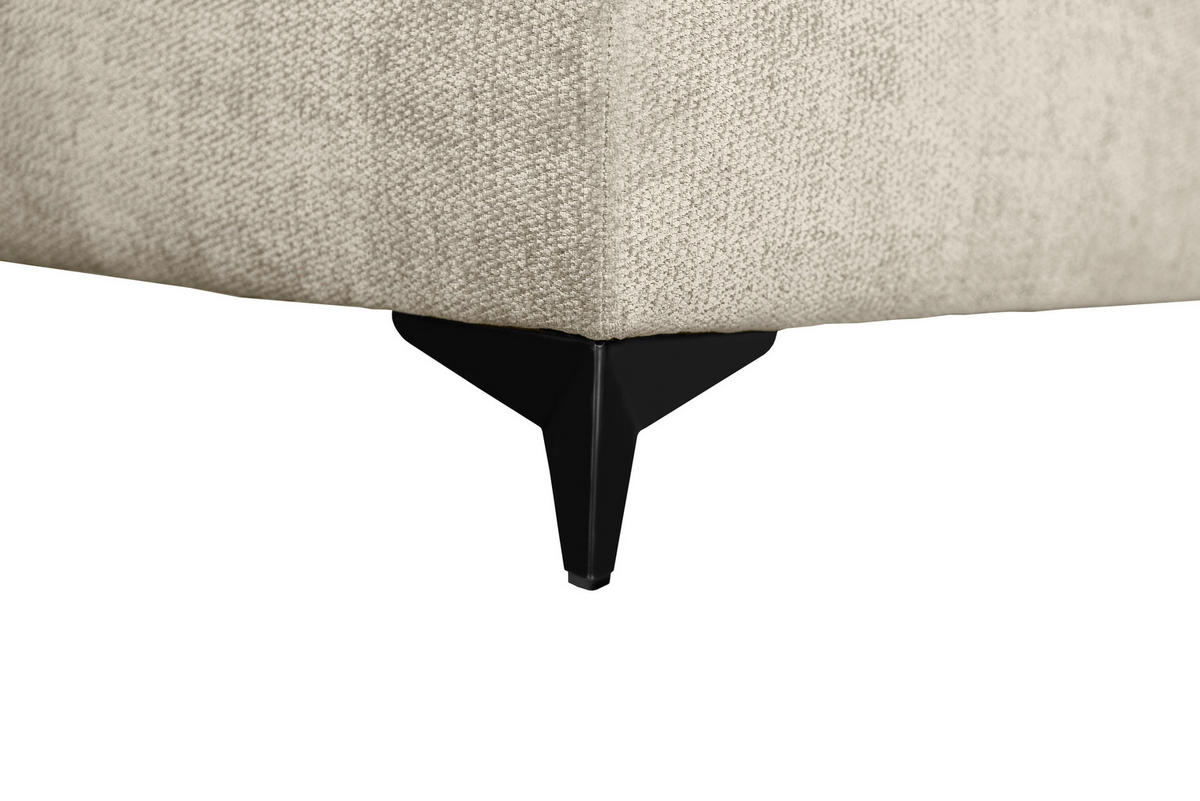 ECKSOFA LIVANO Beige Chenille Liegefläche im Originalstoff  - Beige/Schwarz, Design, Textil/Metall (190/250cm) - P & B
