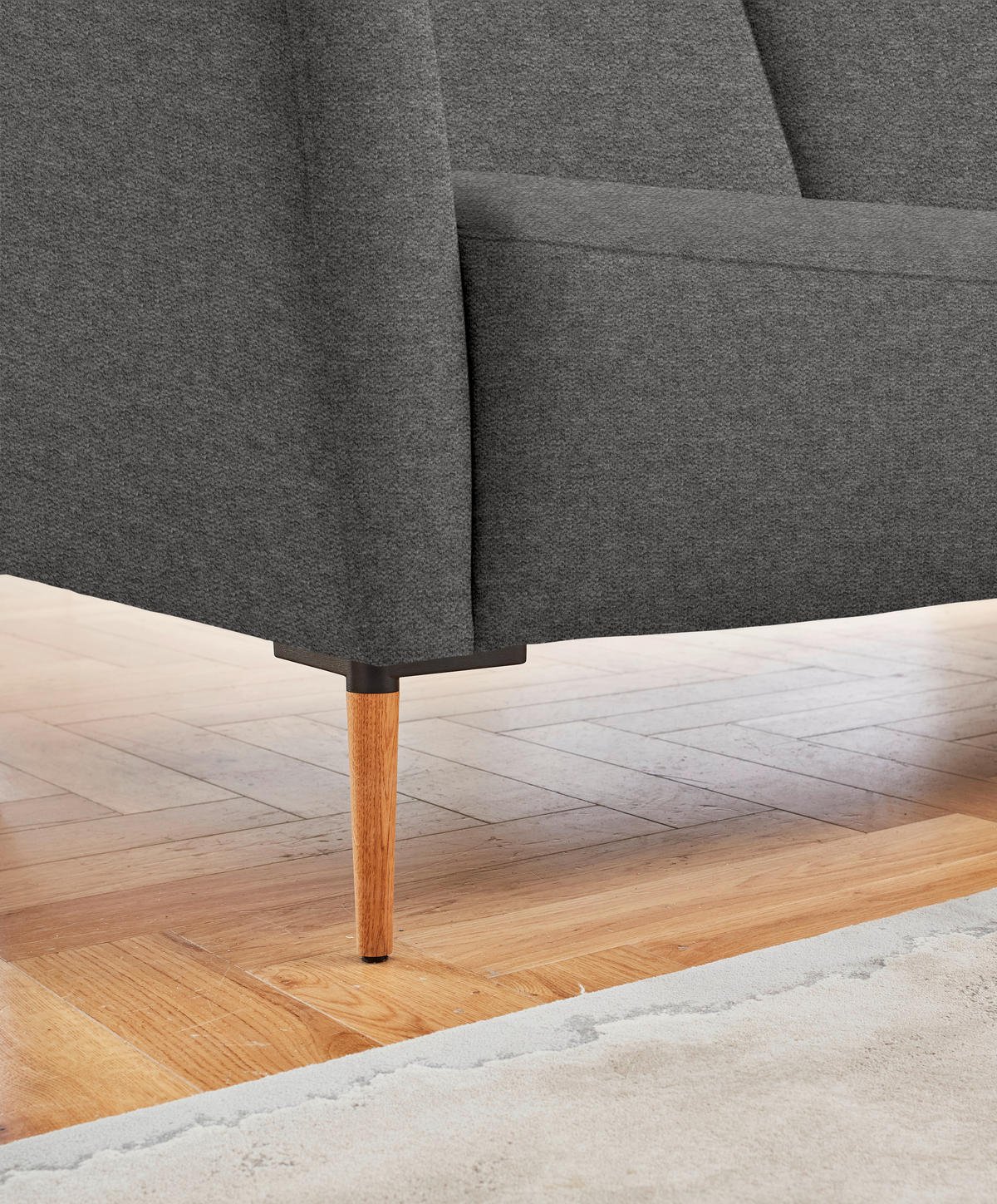 ECKSOFA  in Flachgewebe Anthrazit Rücken echt  238/186 cm  - Eichefarben/Anthrazit, Design, Holz/Textil (238/186cm) - Valnatura