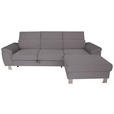 ECKSOFA inkl. Funktionen in Cord Dunkelgrau  - Dunkelgrau/Silberfarben, Design, Textil/Metall (250/167cm) - Xora