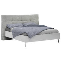 BETT 180/200 cm,  in Grau, Weiß, gepolstertes Kopfteil,  - Schwarz/Weiß, Design, Metall (180/200cm) - Novel