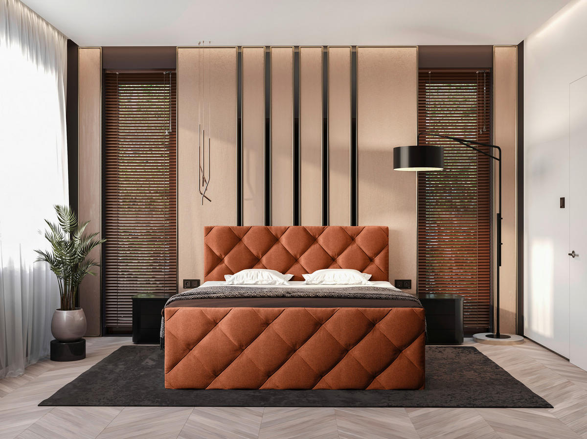 BOXBETT 180/200 cm  in Rostfarben  - Rostfarben/Schwarz, KONVENTIONELL, Kunststoff/Textil (180/200cm) - Carryhome