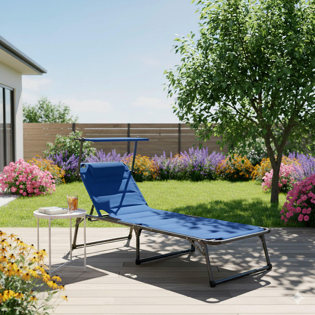 Sonnenliege Aluminium Blau Lxbxh: 193x67x32 Cm