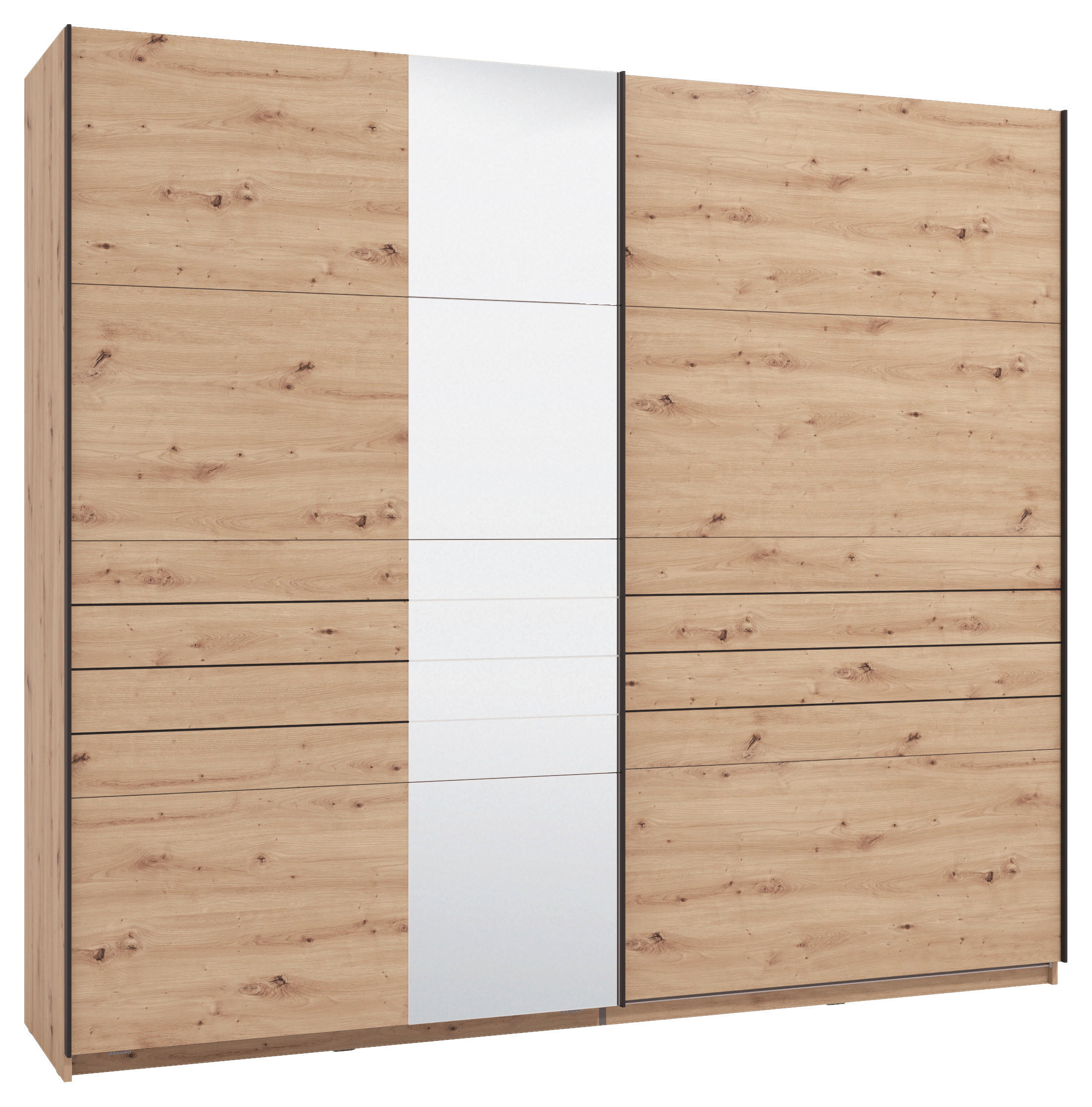 SKRIŇA S POS. DVER. – HOR.VED, dub artisan, 245/217,5/61 cm - čierna/dub artisan, Basics, kov/kompozitné drevo (245/217,5/61cm) - Xora