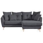 ECKSOFA in Flachgewebe Anthrazit  210/156 cm  - Anthrazit/Buchefarben, KONVENTIONELL, Holz/Textil (210/156cm) - Carryhome