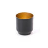 TEELICHTHALTER  - Schwarz Hochglanz/Goldfarben, Basics, Metall (7/8cm)