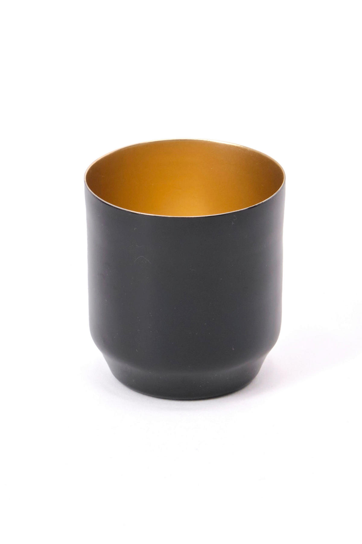 TEELICHTHALTER  - Schwarz Hochglanz/Goldfarben, Basics, Metall (7/8cm) - FYNCH-HATTON