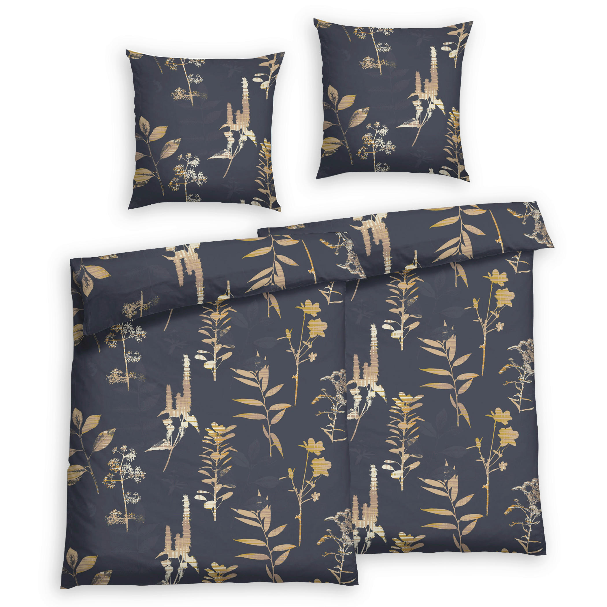 Bettwäsche 2er Set 4-teilig Satin 135/200 cm  - Dunkelblau, Basics, Textil (135/200cm) - Florella