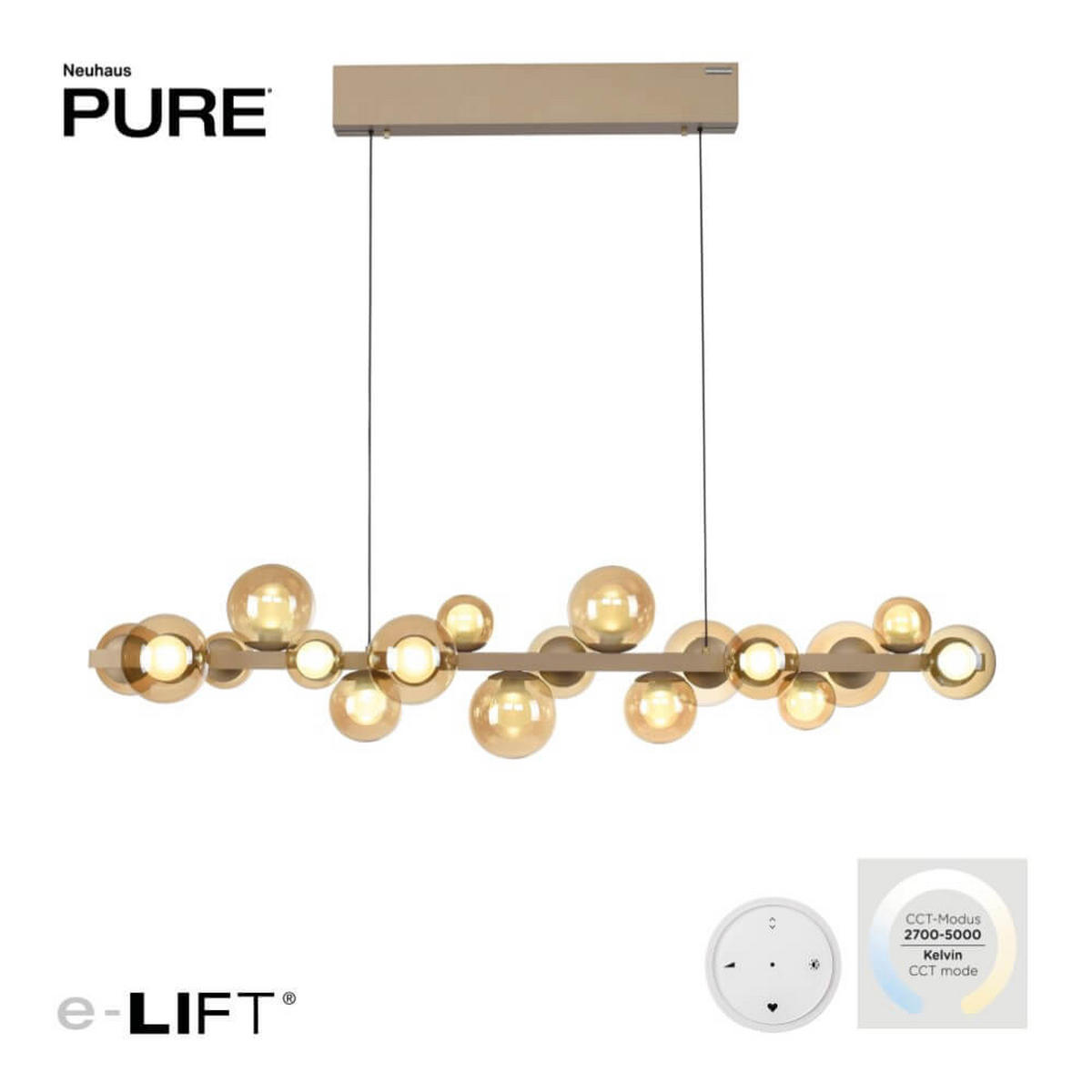 VISEČA NIHALNA LED-SVETILKA  PURE E-POPUP 45 W//2700-5000 K/230 V/ - barve brona, Basics, kovina/umetna masa (120/29.5/240cm) - Neuhaus PURE