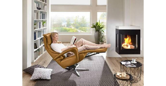 RELAXSESSEL in Leder Gelb - Edelstahlfarben/Gelb, Design, Leder/Metall (75/106/88cm) - Dieter Knoll