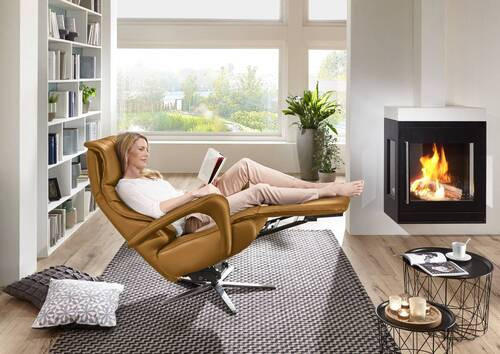 RELAXSESSEL in Leder Gelb  - Edelstahlfarben/Gelb, Design, Leder/Metall (75/106/88cm) - Dieter Knoll
