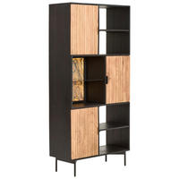 REGAL Akazie Hartholz Schwarz, Akaziefarben  - Schwarz/Akaziefarben, KONVENTIONELL, Holz/Metall (90/192/40cm) - Livetastic