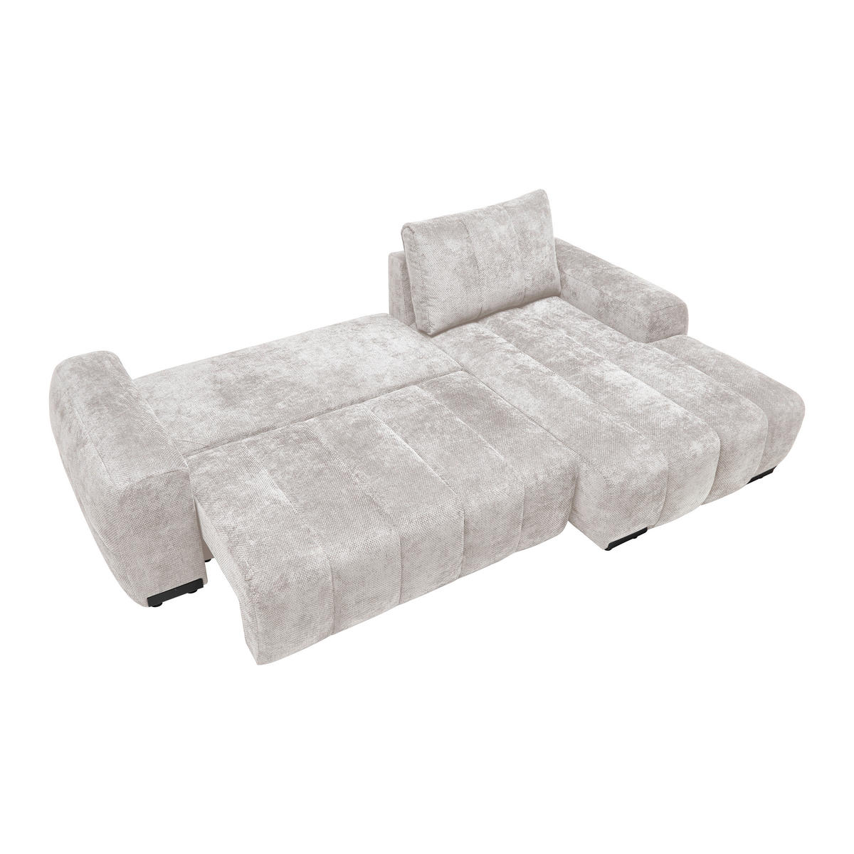 ECKSOFA Flachgewebe Creme  - Schwarz Hochglanz/Creme, Modern, Textil/Metall (273/93/166cm) - MID.YOU