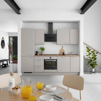 KÜCHENLEERBLOCK Touch 270 cm  in Grau, Eiche dunkel  - Eiche dunkel/Edelstahlfarben, MODERN, Holzwerkstoff/Metall (270cm) - Nobilia