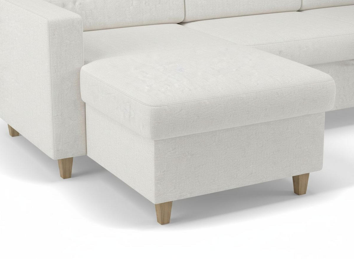 WOHNLANDSCHAFT Bouclé Creme  - Buchefarben/Creme, Design, Holz/Holzwerkstoff (310/160/145cm) - MID.YOU