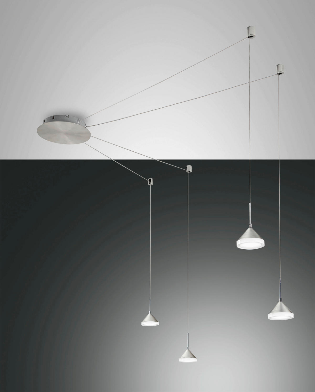 LED-PENDELLEUCHTE Isabella 650/350 cm   - Alufarben, Design, Metall (650/350cm) - Fabas Luce