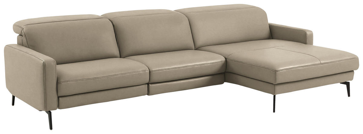 ECKSOFA  Echtleder Kaschmir  - Kaschmir/Schwarz, Design, Leder/Metall (323/179cm) - Dieter Knoll