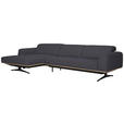 ECKSOFA Dunkelblau Struktur  - Eichefarben/Schwarz, Design, Holz/Textil (163/305cm) - Novel