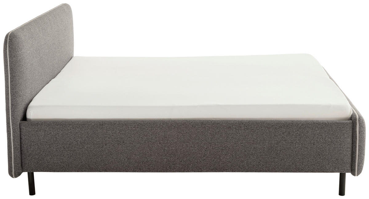 POLSTERBETT Lattenrost, Bettkasten 140/200 cm  in Anthrazit, Silberfarben  - Birkefarben/Anthrazit, Design, Holz/Textil (140/200cm) - Xora