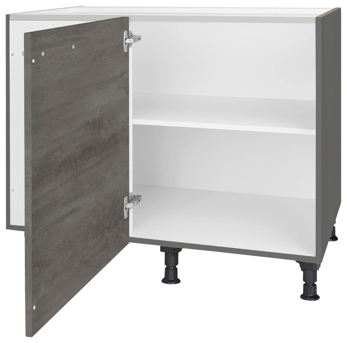 ECKUNTERSCHRANK 125/87/65 cm  - Schieferfarben/Edelstahlfarben, MODERN, Holzwerkstoff/Metall (125/87/65cm) - Nobilia