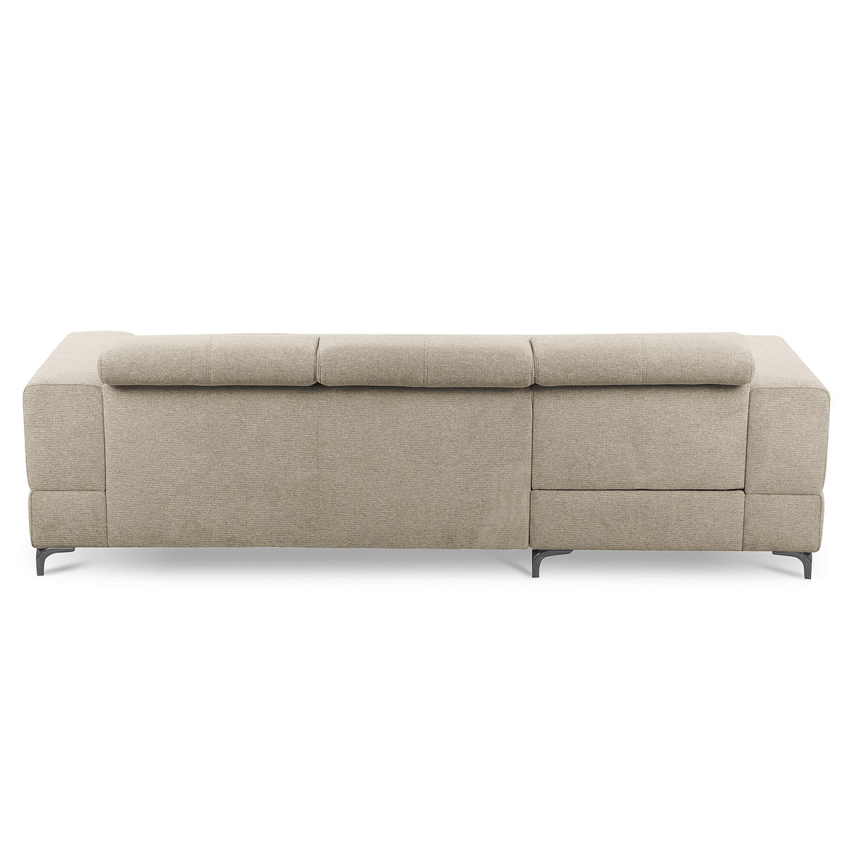 ECKSOFA TORINO Taupe Chenille Bettkasten, Kopfteilverstellung  - Taupe/Schwarzchrom, Design, Textil/Metall (173/247cm) - Livetastic