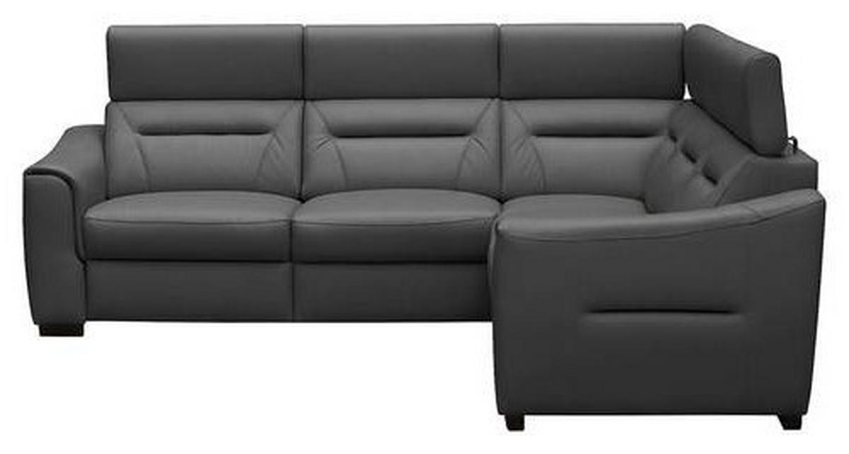 ECKSOFA Lederlook Echtleder Anthrazit  - Wengefarben/Anthrazit, Design, Leder/Holz (260/260cm) - Celina Home