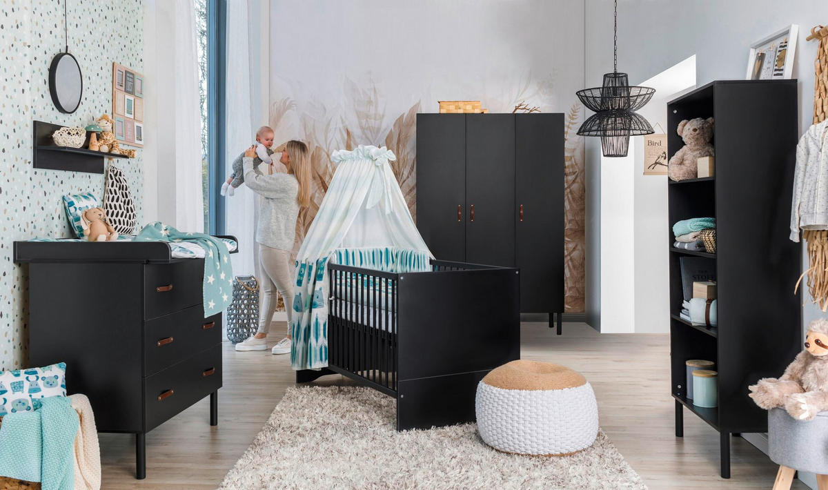 BABYZIMMER Meldody black  - Schwarz, Basics, Holz/Holzwerkstoff - Schardt