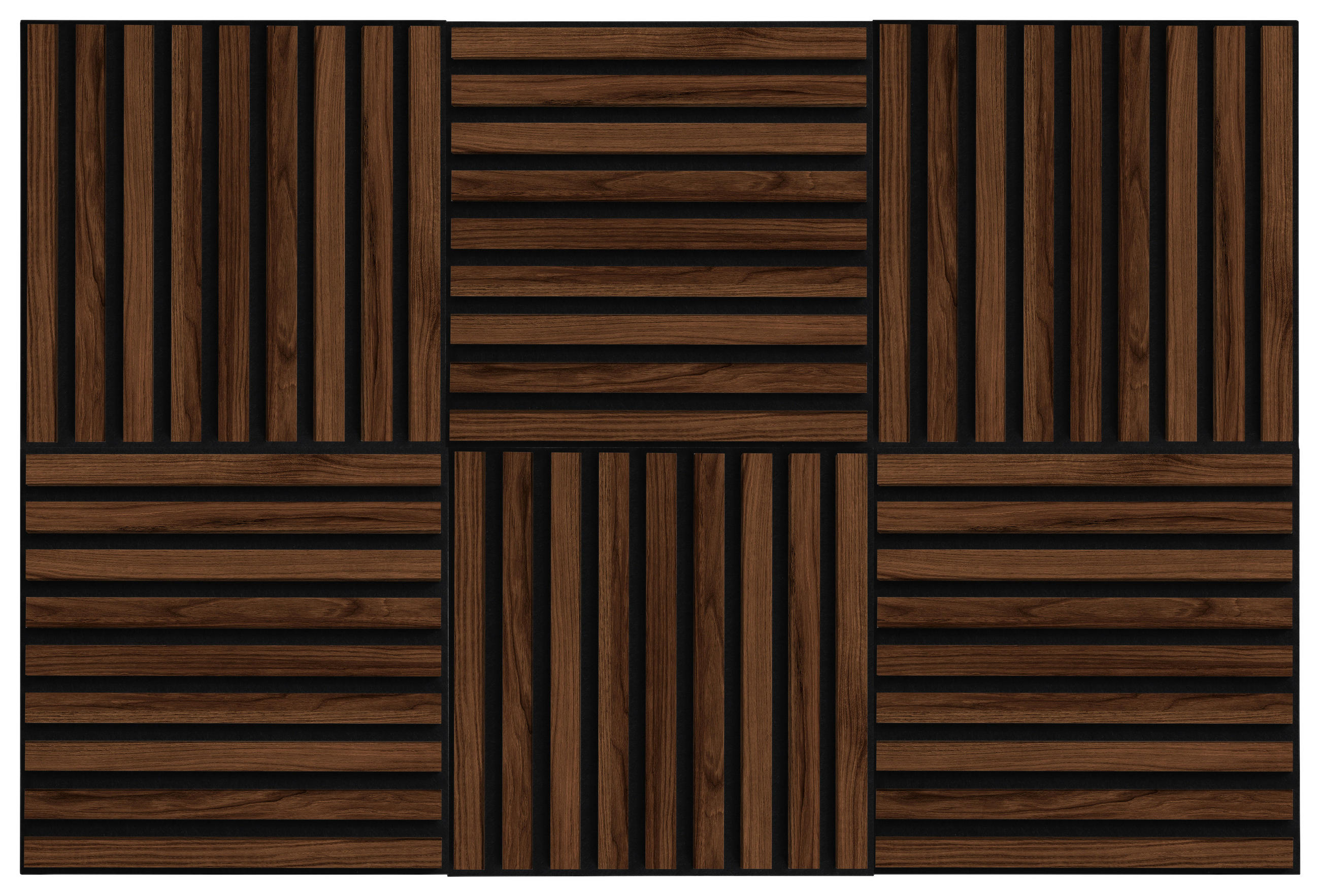 AKUSTIKPANEEL 6er-Set Nachbildung 6 Stück  - Walnussfarben, Design, Holzwerkstoff/Textil (40/40/1,8cm) - Xora