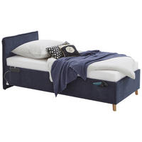 POLSTERBETT 90/200 cm  in Dunkelblau  - Eichefarben/Dunkelblau, KONVENTIONELL, Holz/Textil (90/200cm) - Stylife