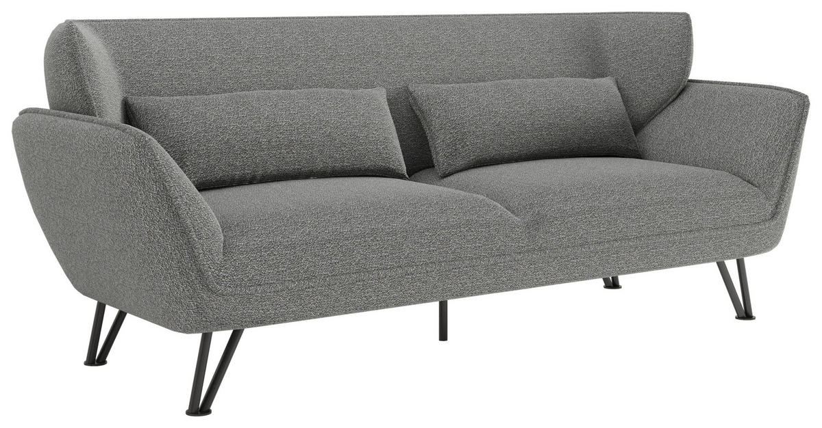 3-SITZER-SOFA in Webstoff Anthrazit  - Anthrazit, MODERN, Textil/Metall (228/81/89cm) - MID.YOU