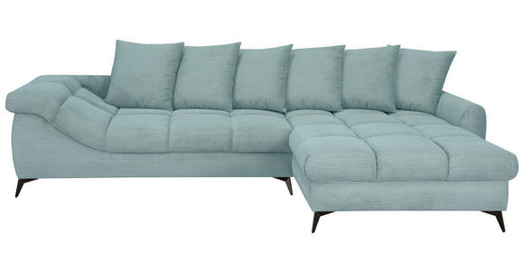 ECKSOFA Blaugrau Cord Rückenkissen, Armlehnenkissen, Rücken echt  - Blaugrau/Schwarz, KONVENTIONELL, Textil/Metall (332/231cm) - Carryhome