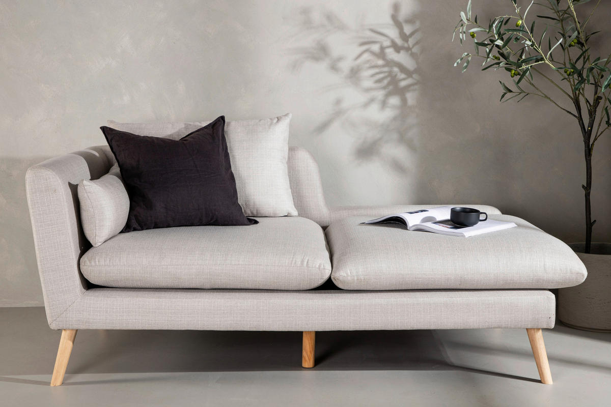 RÉCAMIERE in Leinenoptik Beige  - Beige, Design, Holz/Textil (174/80/93cm) - Livetastic